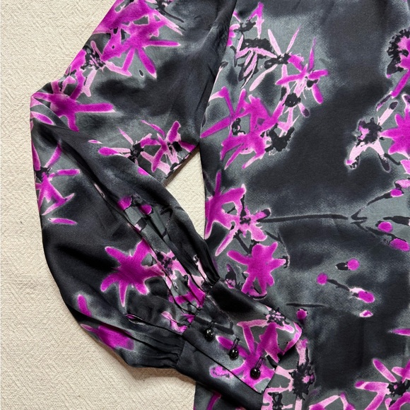 Milly Sherie Silk Black Dark Floral Mini Dress 8 - Picture 4 of 10